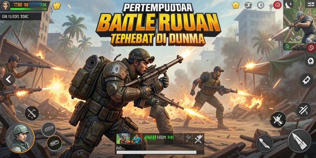 Tampilan gameplay Battle Royale yang mendebarkan dari 73K.