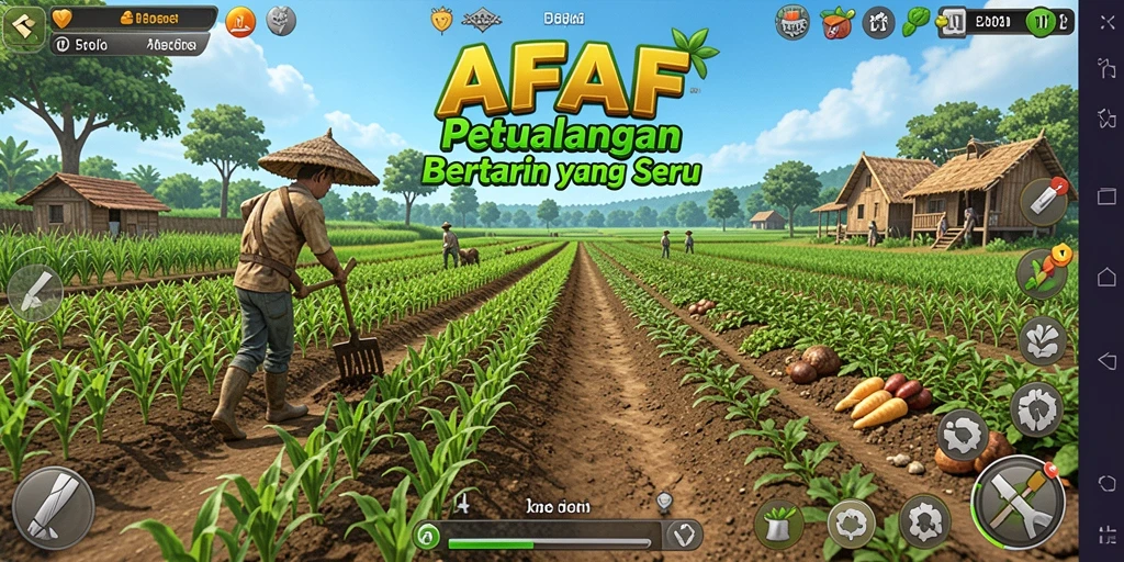 Tampilan gameplay AFAF yang seru dengan suasana pertanian yang indah.