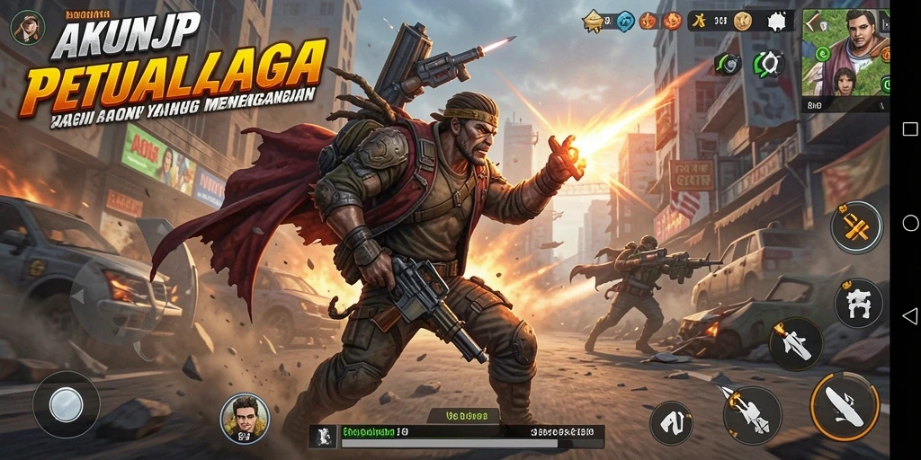 Tampilan gameplay seru dari AKUNJP saat karakter beraksi.