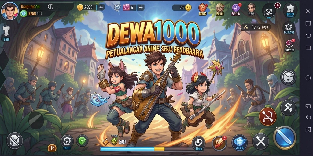 Tampilan gameplay seru dalam DEWA1000 di dunia anime yang menakjubkan.