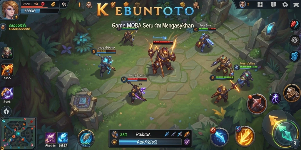 Tangkapan layar KEBUNTOTO dengan aksi gameplay MOBA yang mendebarkan.