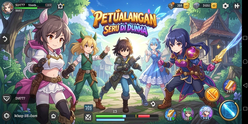 Tampilan gameplay SOV777 yang penuh warna dan karakter menarik.