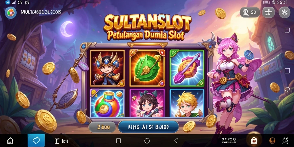 Screenshot gameplay SULTANSLOT menampilkan karakter anime yang seru.